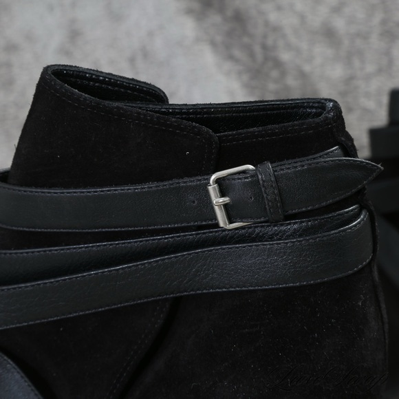 SAINT LAURENT PARIS BLACK SUEDE AND LEATHER STRAPPY JODHPUR BOOTS 41 / 10 US - Picture 3 of 8